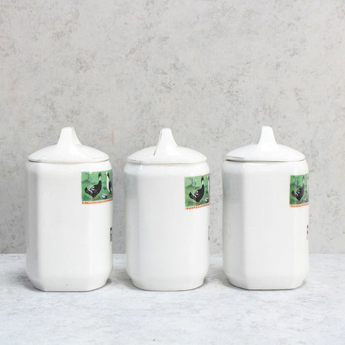 アンティーク キャニスターセット 鳥 チェコスロバキア 陶器6