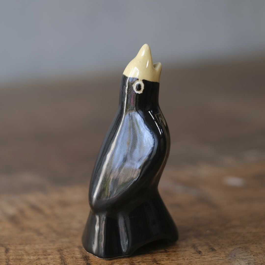 アンティーク ブラックバードパイファネル 陶器の鳥55