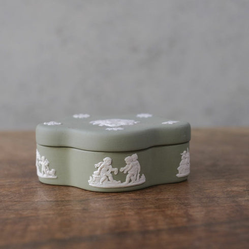 ヴィンテージ WEDGWOODジャスパー小物入れ グリーン ストーンウェア44