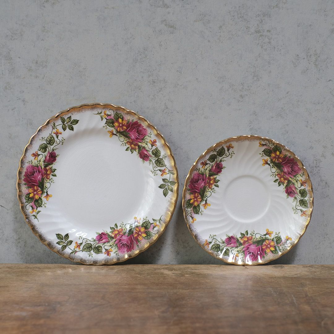 ヴィンテージ ティーカップトリオ Washington Pottery (Staffordshire) Ltd イングリッシュローズ 薔薇 アンティーク食器66
