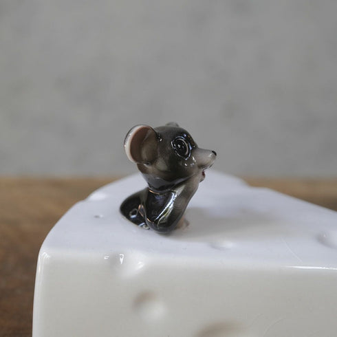 ヴィンテージチーズカバー マウス 鼠のフィギュリン 陶器 イギリス.