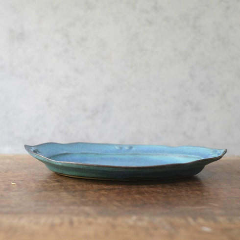 益子焼・カヌレオーバル皿L(29cm) ターコイズ 洋皿 パスタ皿 手作り わかさま陶芸 若林健吾22