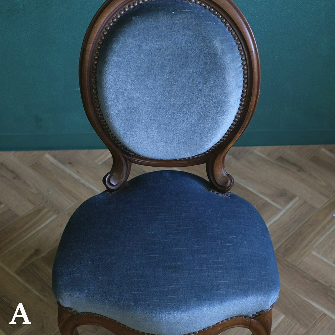 アンティークサロンチェア 青 椅子 フランス アンティーク家具77