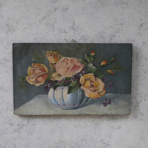 アンティーク油絵 薔薇 フランス 絵画11