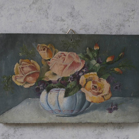 アンティーク油絵 薔薇 フランス 絵画22