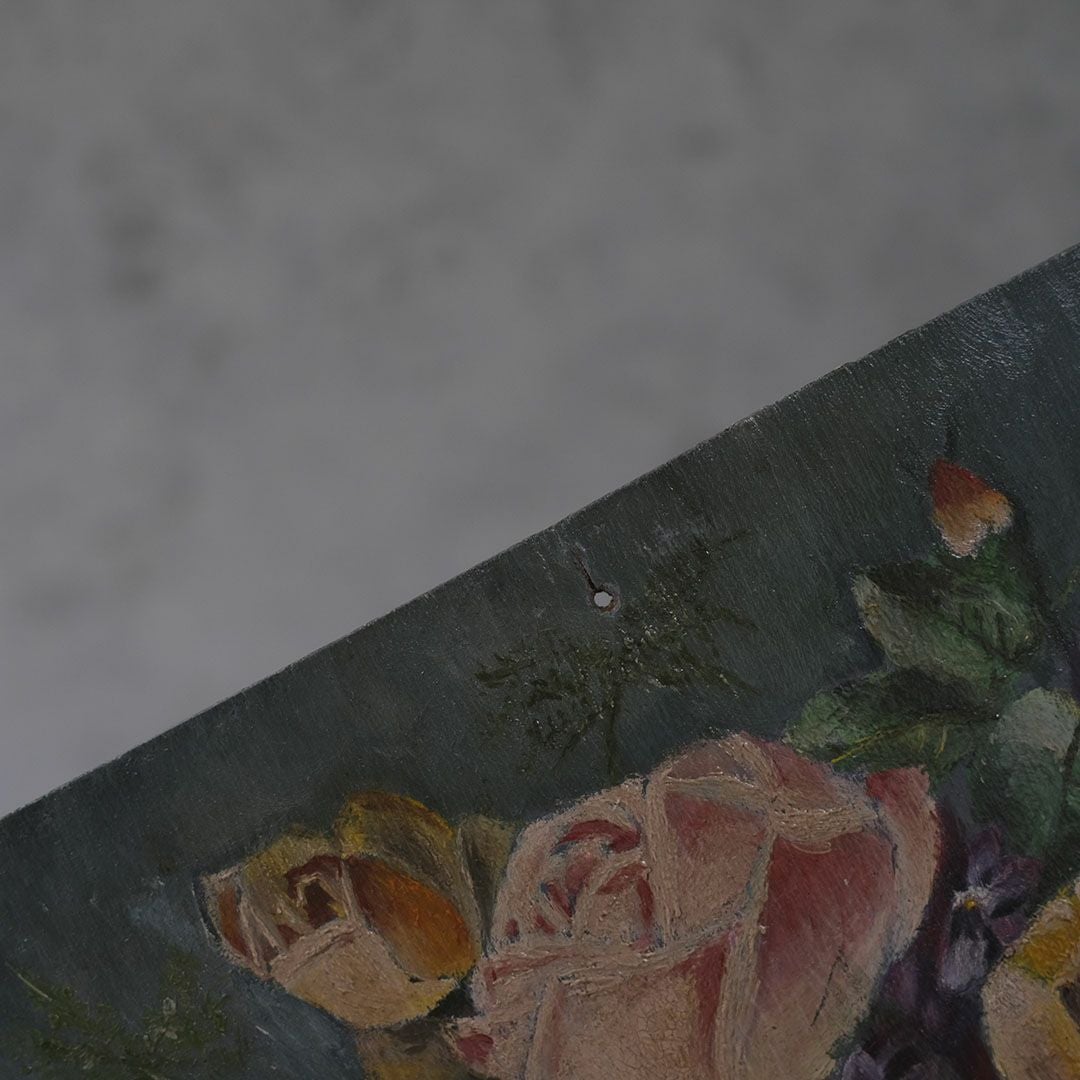 アンティーク油絵 薔薇 フランス 絵画55