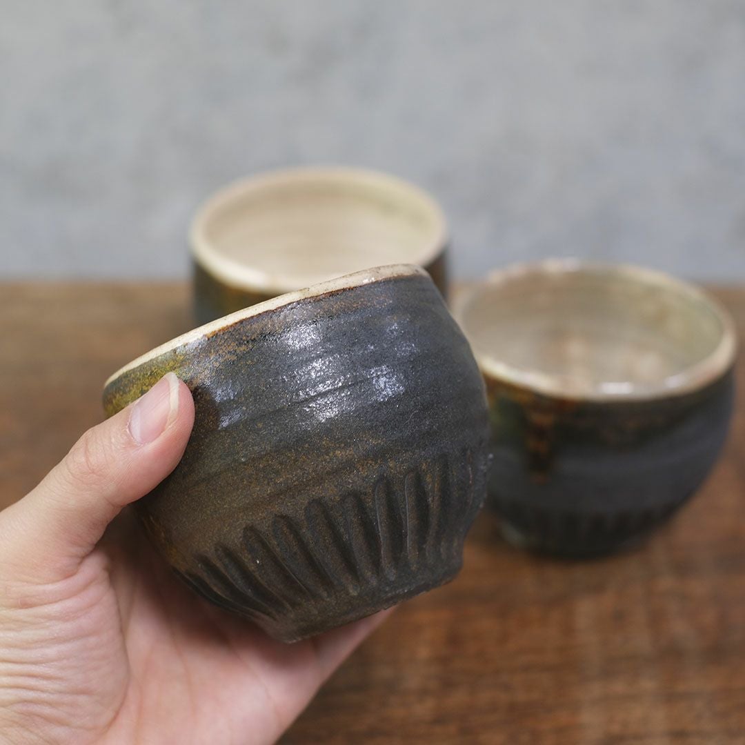 笠間焼【益子淳一】 丸カップ 作家のうつわ 鉄黒 和食器22