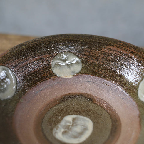 やちむん 沖縄 宮城正享 茶 点打ち 皿 15.5cm 読谷村北窯 登り窯