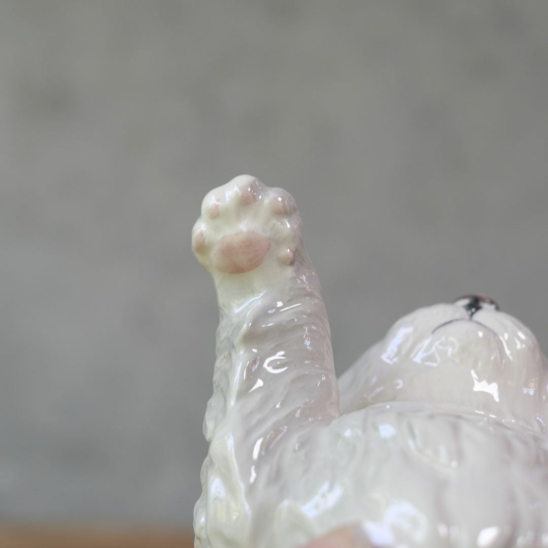 ヴィンテージティーポット 白猫 イギリス オブジェ 陶器 BESWICK ベスウィック1010