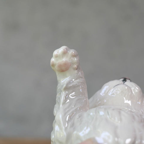 ヴィンテージティーポット 白猫 イギリス オブジェ 陶器 BESWICK ベスウィック1010
