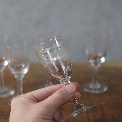 ヴィンテージアペリティフグラス フランス 食前酒グラス アシッドエッチング33