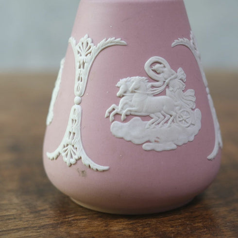ヴィンテージ WEDGWOOD ウェッジウッドジャスパー フラワーベース ピンク 一輪挿し 花器65