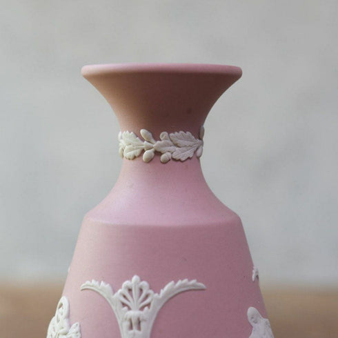 ヴィンテージ WEDGWOOD ウェッジウッドジャスパー フラワーベース ピンク 一輪挿し 花器76