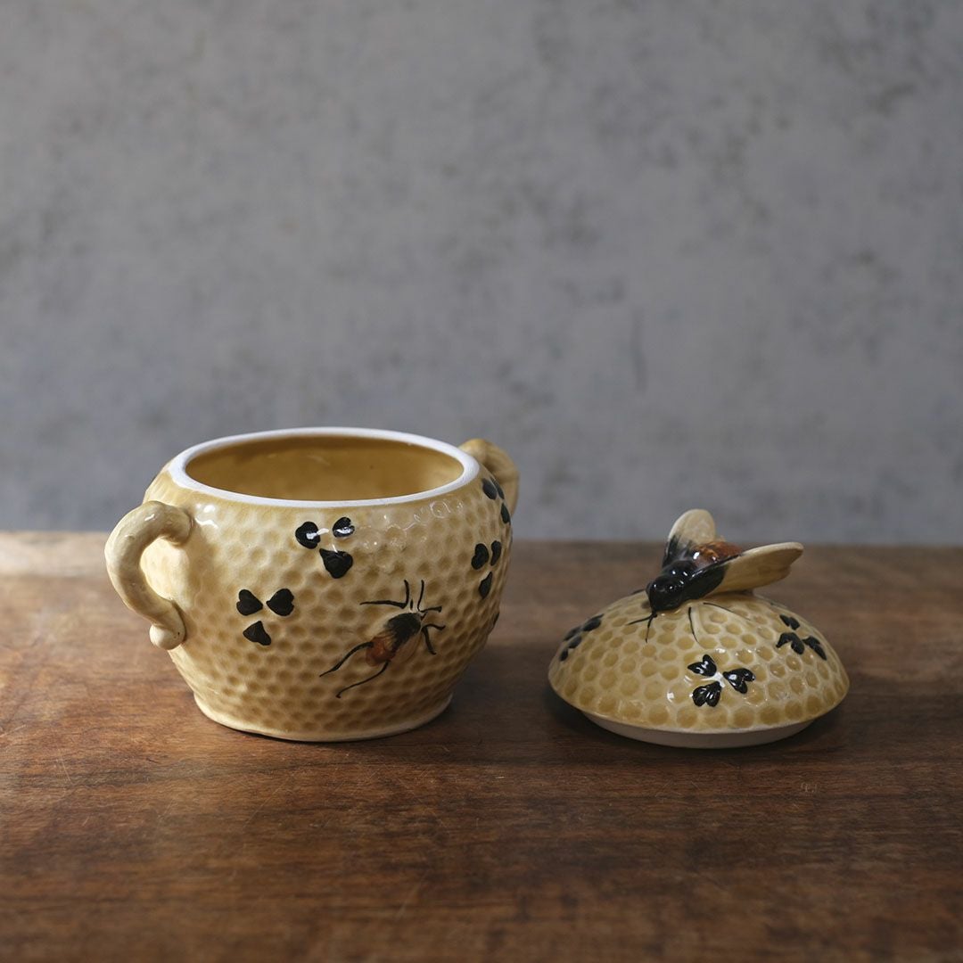 ヴィンテージ ハニーポット イギリス 蓋にとまった蜜蜂が可愛らしい55