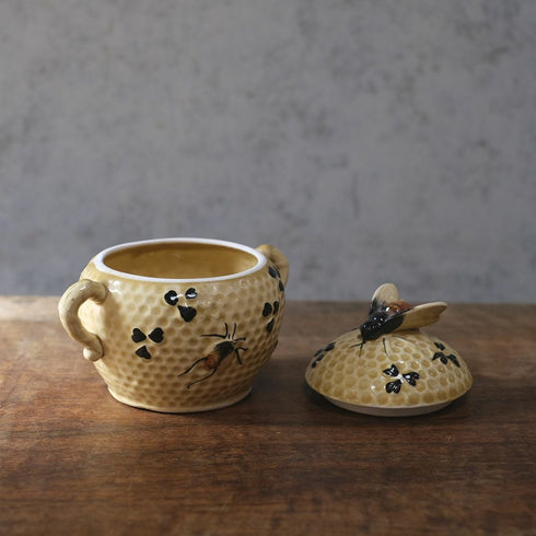 ヴィンテージ ハニーポット イギリス 蓋にとまった蜜蜂が可愛らしい55