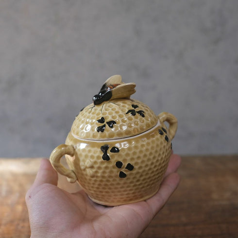 ヴィンテージ ハニーポット イギリス 蓋にとまった蜜蜂が可愛らしい77