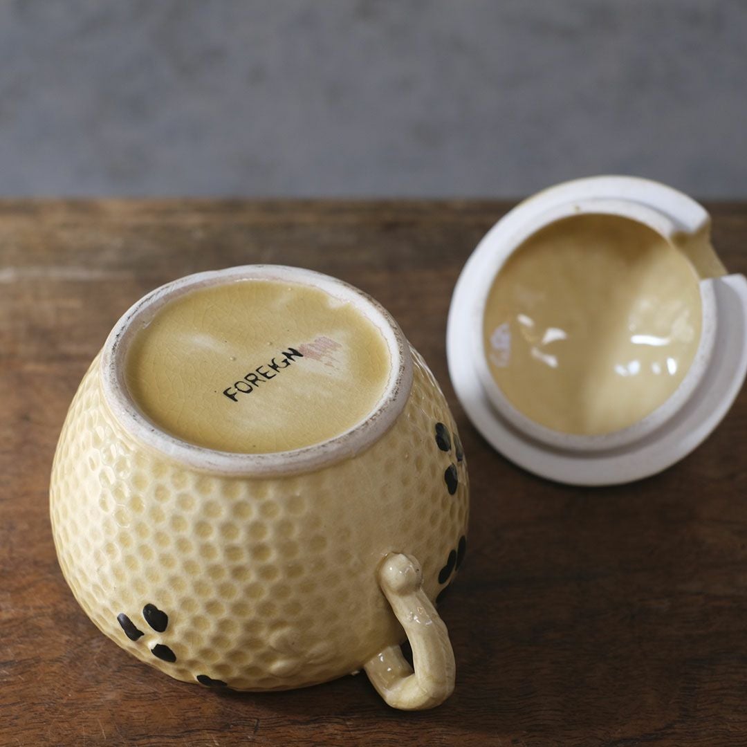 ヴィンテージ ハニーポット イギリス 蓋にとまった蜜蜂が可愛らしい1010