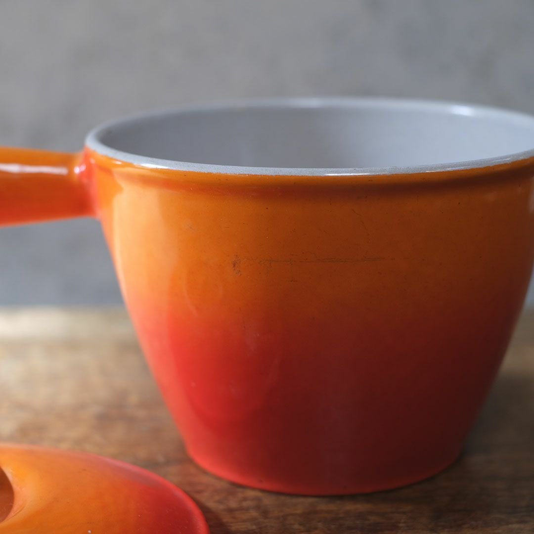 ヴィンテージ ル・クルーゼ LE CREUSET 鍋 オレンジ 片手鍋 フランス55