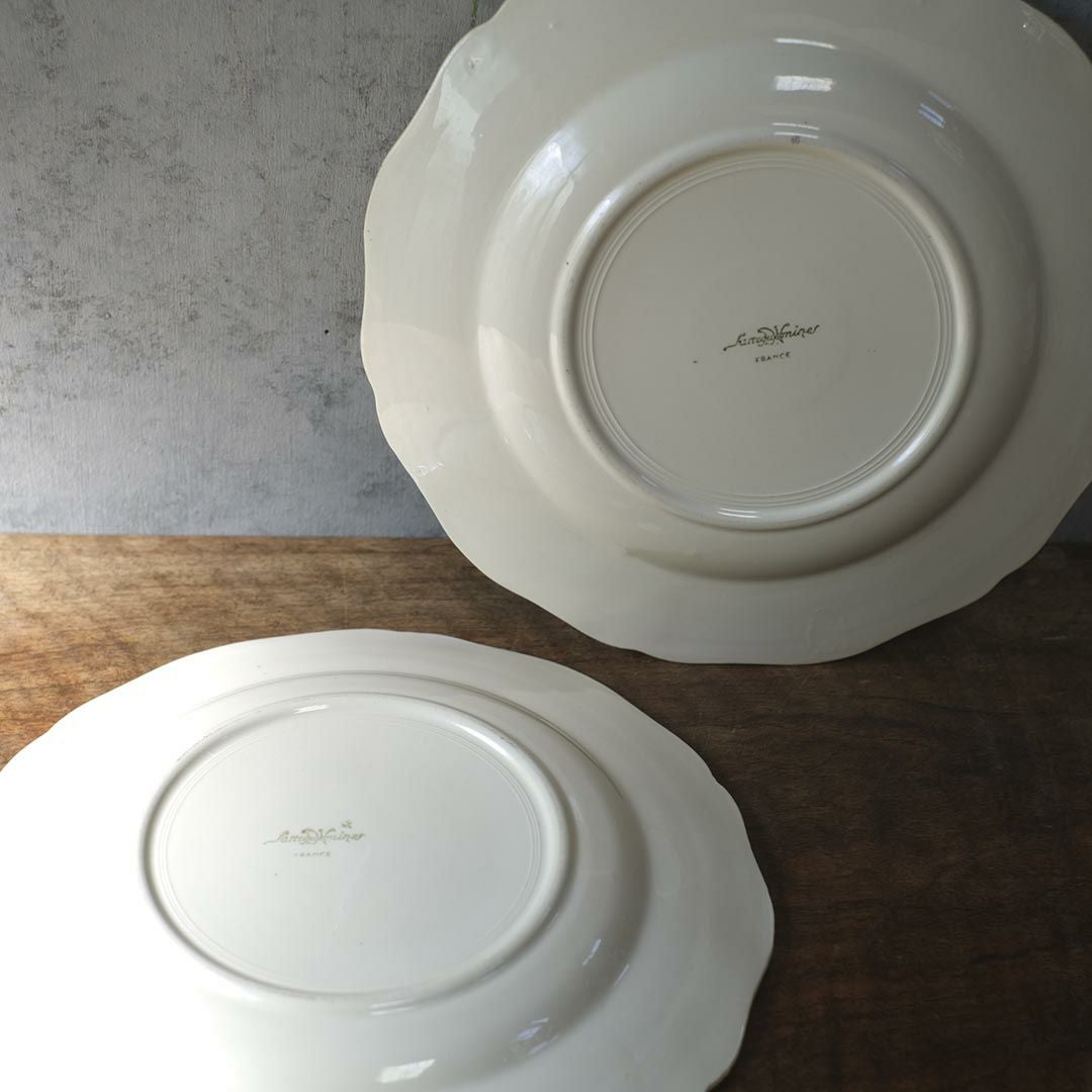 アンティーク皿 フラワーリムプレート 白 花リム皿/アンティーク食器99