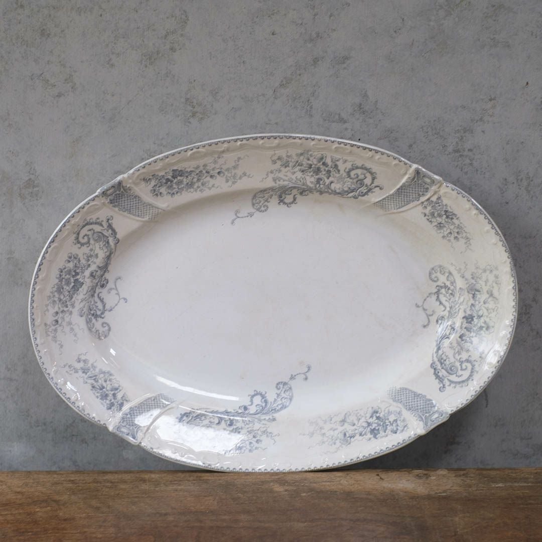 アンティークオーバル皿 LONGWY窯 北フランス ロンウィーで1930年頃作られた器/アンティーク食器44