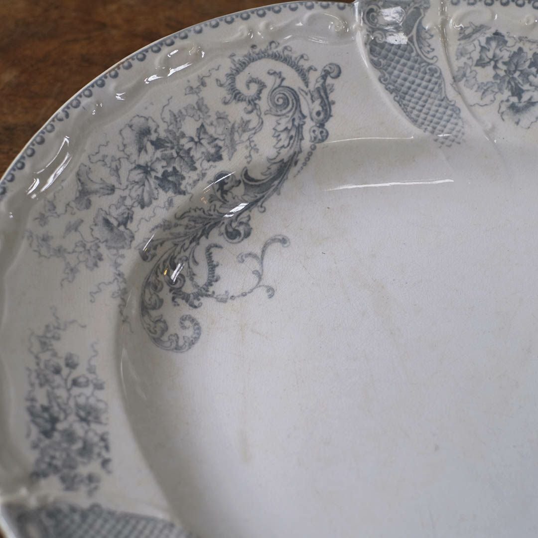 アンティークオーバル皿 LONGWY窯 北フランス ロンウィーで1930年頃作られた器/アンティーク食器55