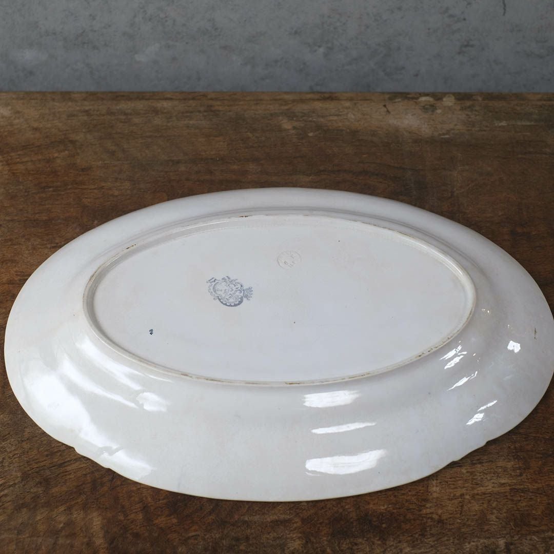 アンティークオーバル皿 LONGWY窯 北フランス ロンウィーで1930年頃作られた器/アンティーク食器88