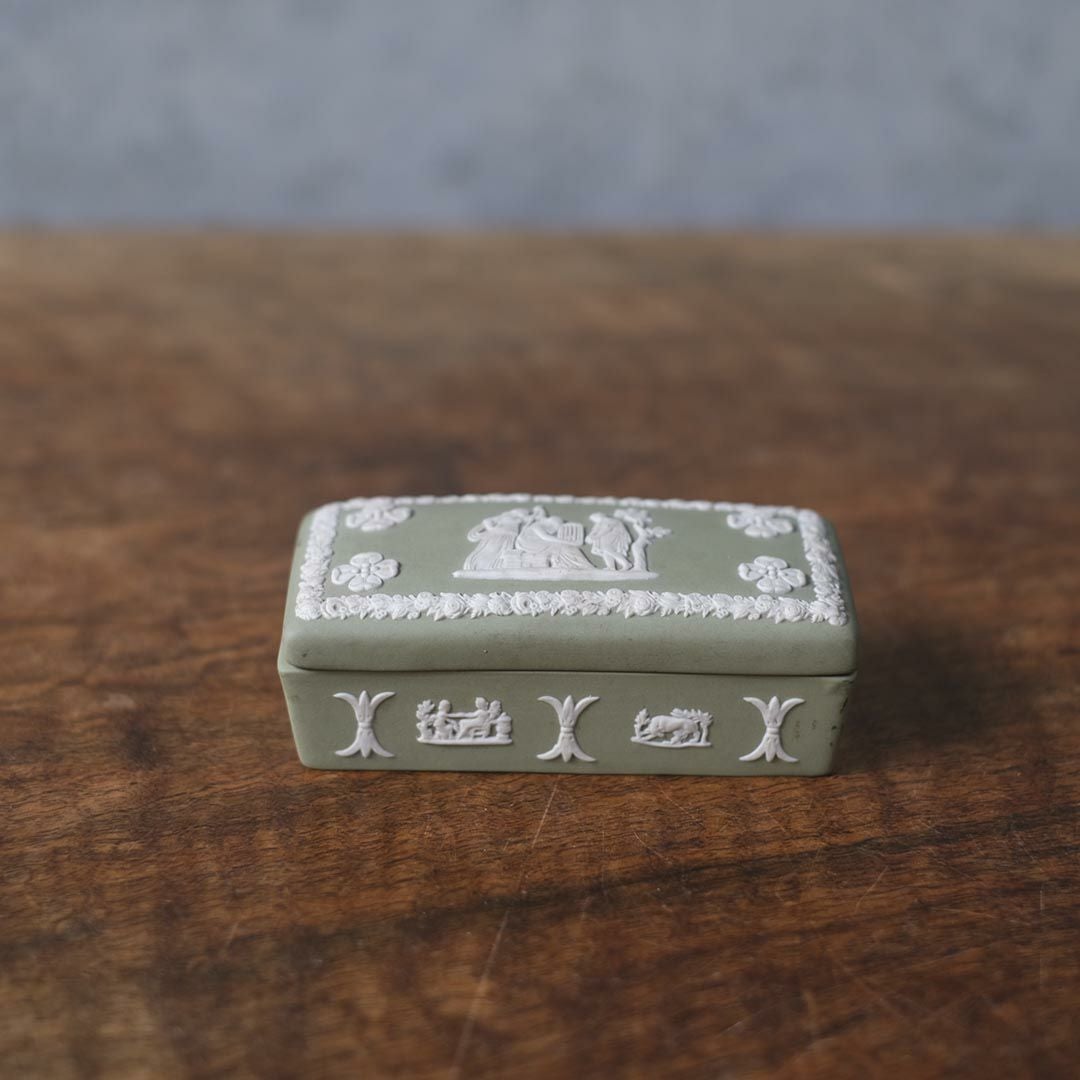ヴィンテージ WEDGWOODジャスパー トリンケットボックス セージグリーン22