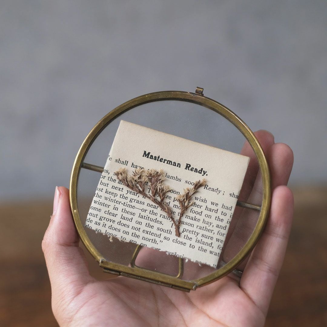 真鍮の丸いフォトフレーム 写真立て S 直径10cm
