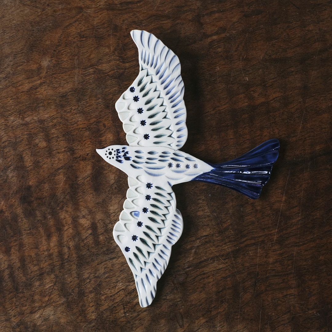 陶器の鳥のアートオブジェ Pottery studio K 日本人作家 羽ばたく鳥66