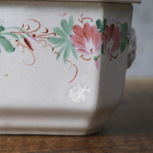 アンティーク シュガーポット 陶器 花模様 Choisy-le-Roi ショワジールロワ 1800年代後半フランス33