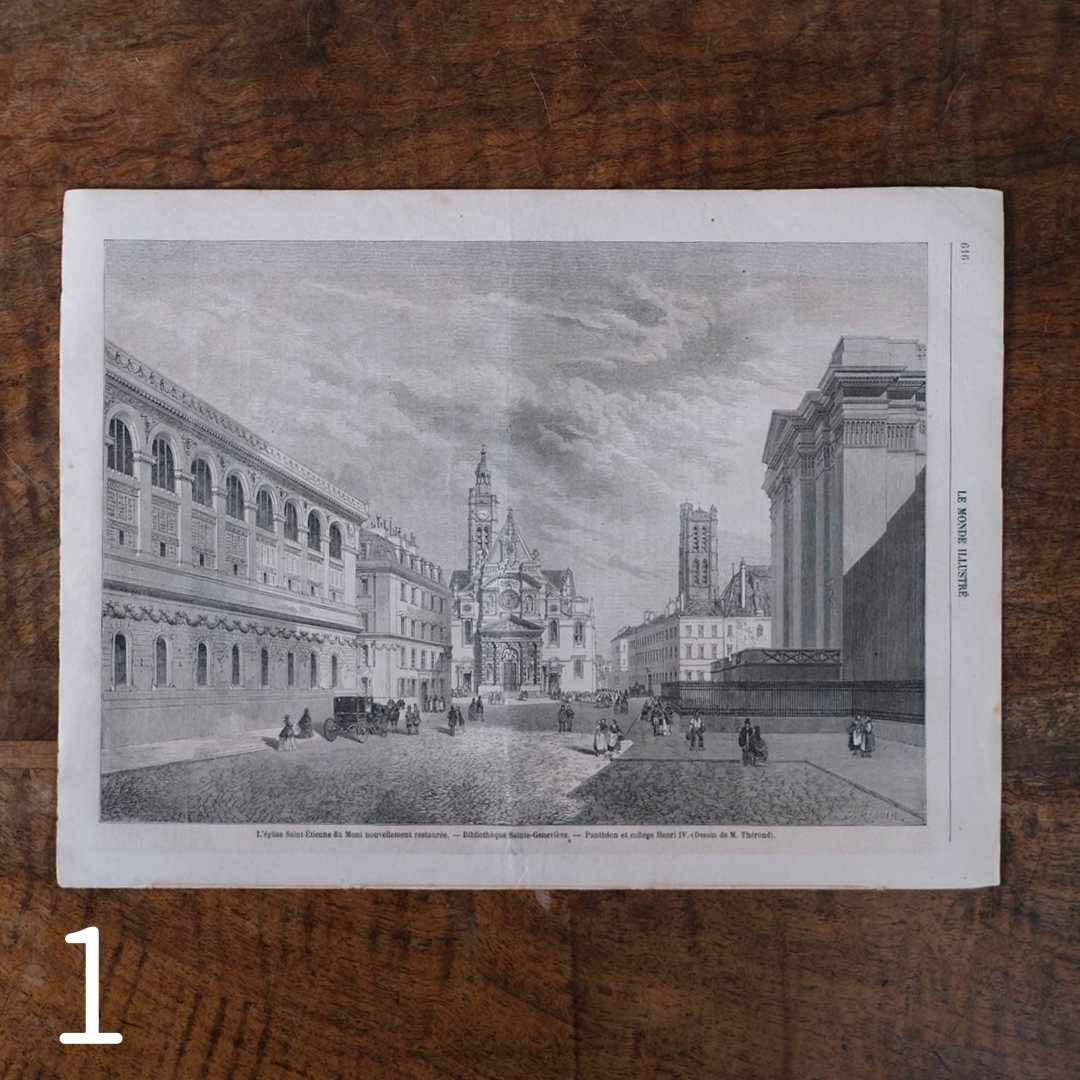アンティークLe Monde illustr1860年代 リトグラフデザインページ44
