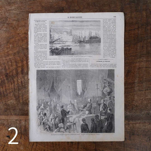アンティークLe Monde illustr1860年代 リトグラフデザインページ55