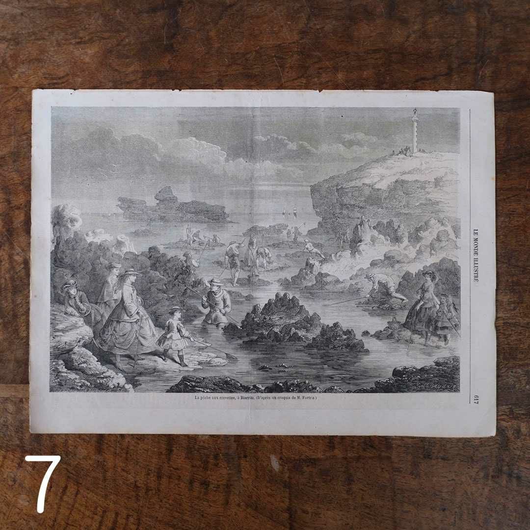 アンティークLe Monde illustr1860年代 リトグラフデザインページ1010