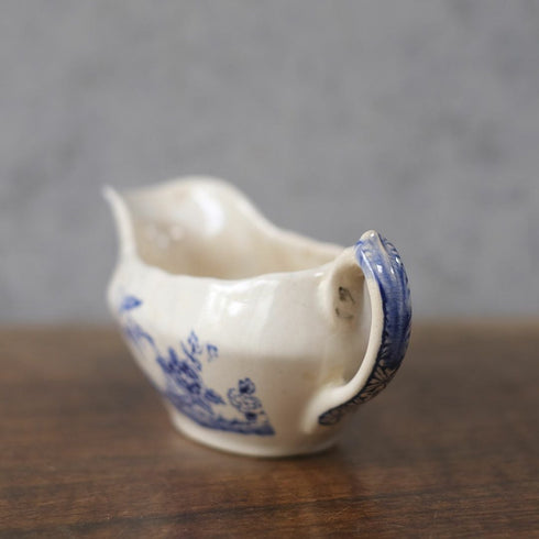 アンティーク ソースポット ブルー花鳥文様 磁器製66