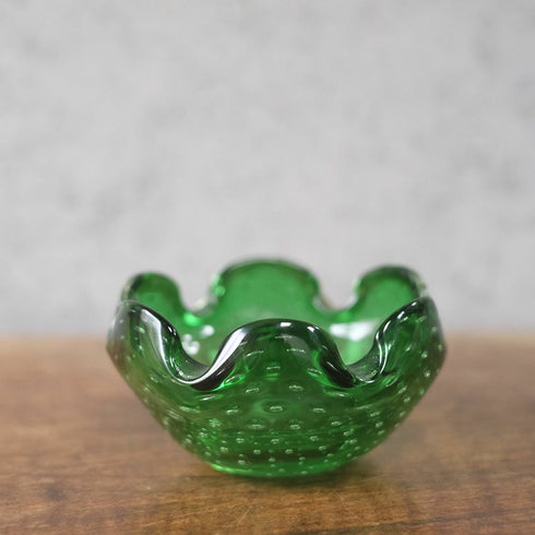 ヴィンテージムラーノガラスオブジェ MURANO ボウル 緑 灰皿 イタリア22