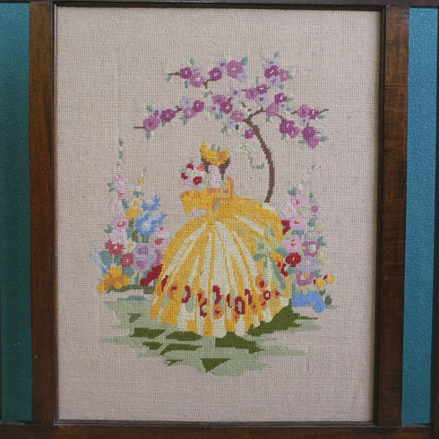 アンティークファイヤースクリーン 手刺繍 暖炉カバー マントルピースカバー イギリス
