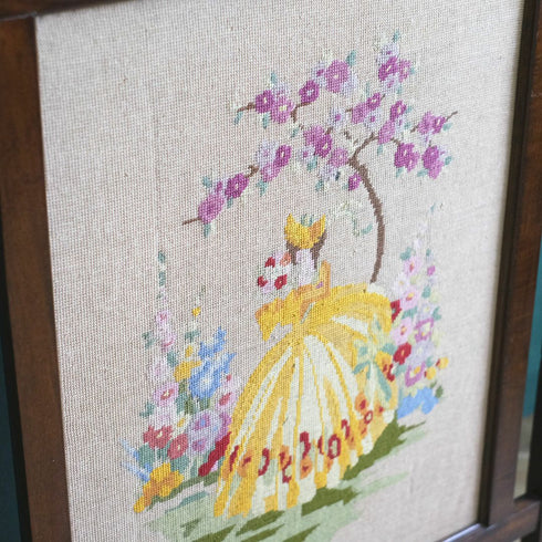 アンティークファイヤースクリーン 手刺繍 暖炉カバー マントルピースカバー イギリス