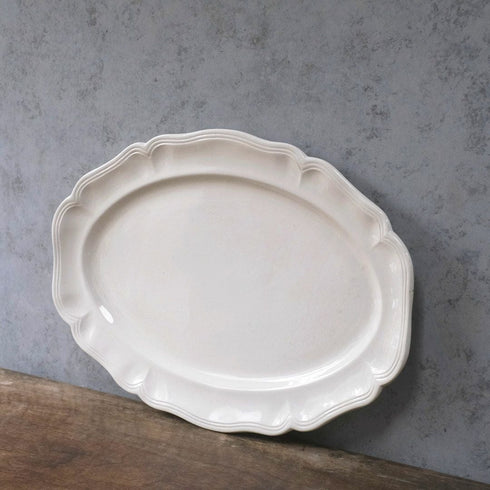 アンティーク皿 オードブル大皿 フラワーリムプレート 白 花リム皿 アンティーク食器77