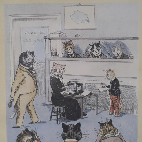 ヴィンテージプリントピクチャー 猫画家 Louis Wain(ルイス・ウェイン) 絵 イギリス