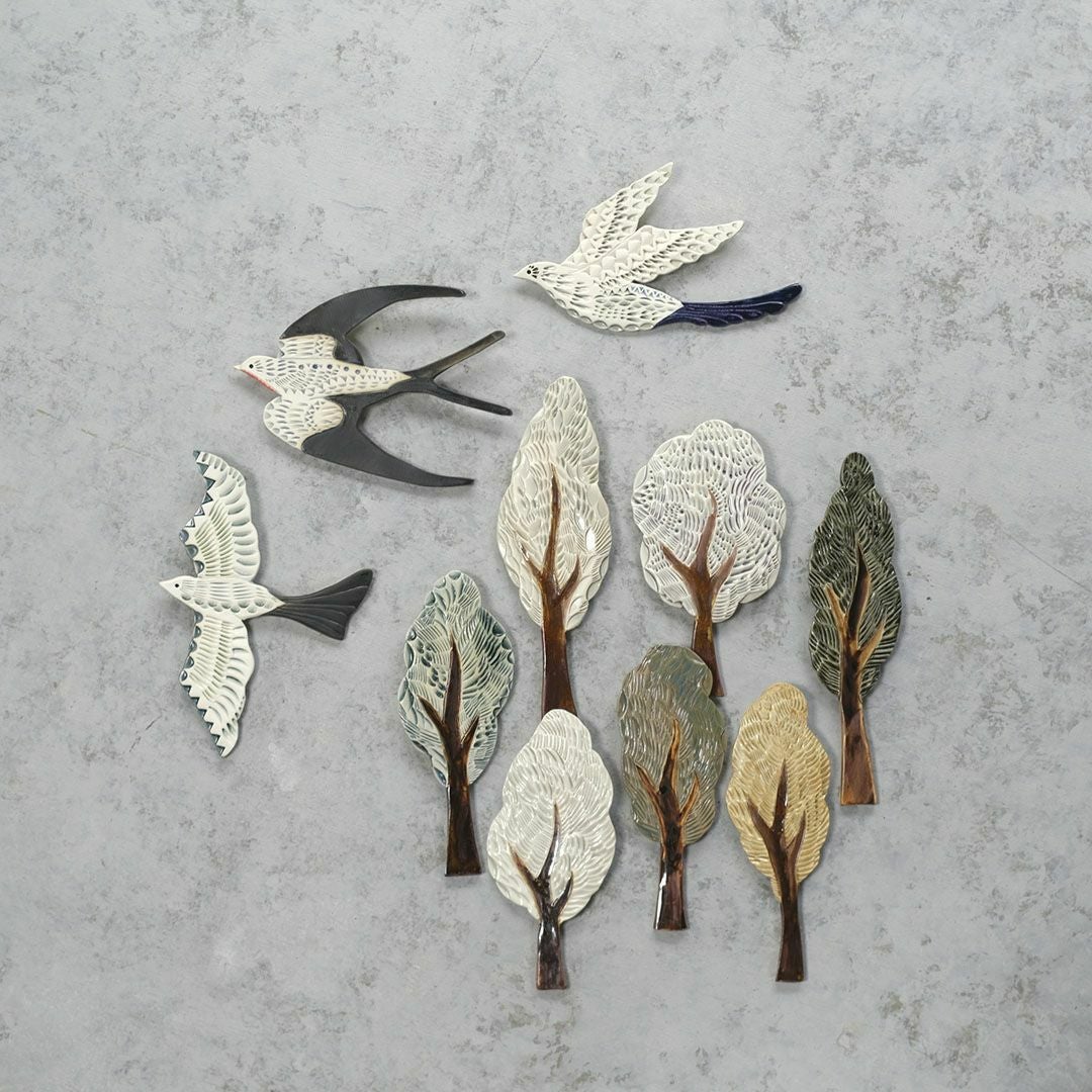 作家　陶芸作家　陶器　ナフキンリング　象　鳥　激レア？　希少　1点もの 陶器の鳥のアートオブジェ Pottery Studio K 金子ひとみ 作家物 空舞う