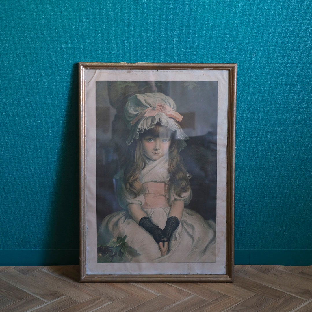 アンティーク プリントピクチャー 肖像画 絵 チェリー・ライプ ジョン・エヴァレット・ミレイ イギリス