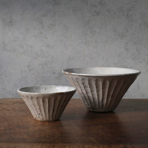 MALTOオリジナル 飯茶碗 しのぎ 粉引き 高円寺 本島幸雄・作55