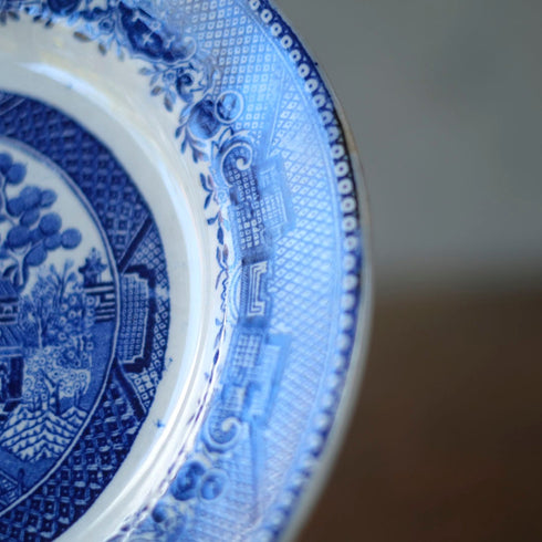 アンティーク ジアン ブルーウィロー プレート 裏面バックスタンプ GIEN FRANCE PORCELAINE OPAQUEのクローズアップ7