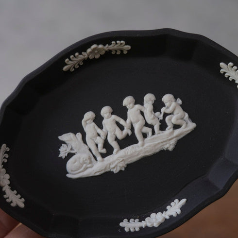 ヴィンテージウェッジウッド WEDGWOOD ジャスパー小さなトレイ 貴重な黒 イギリス33