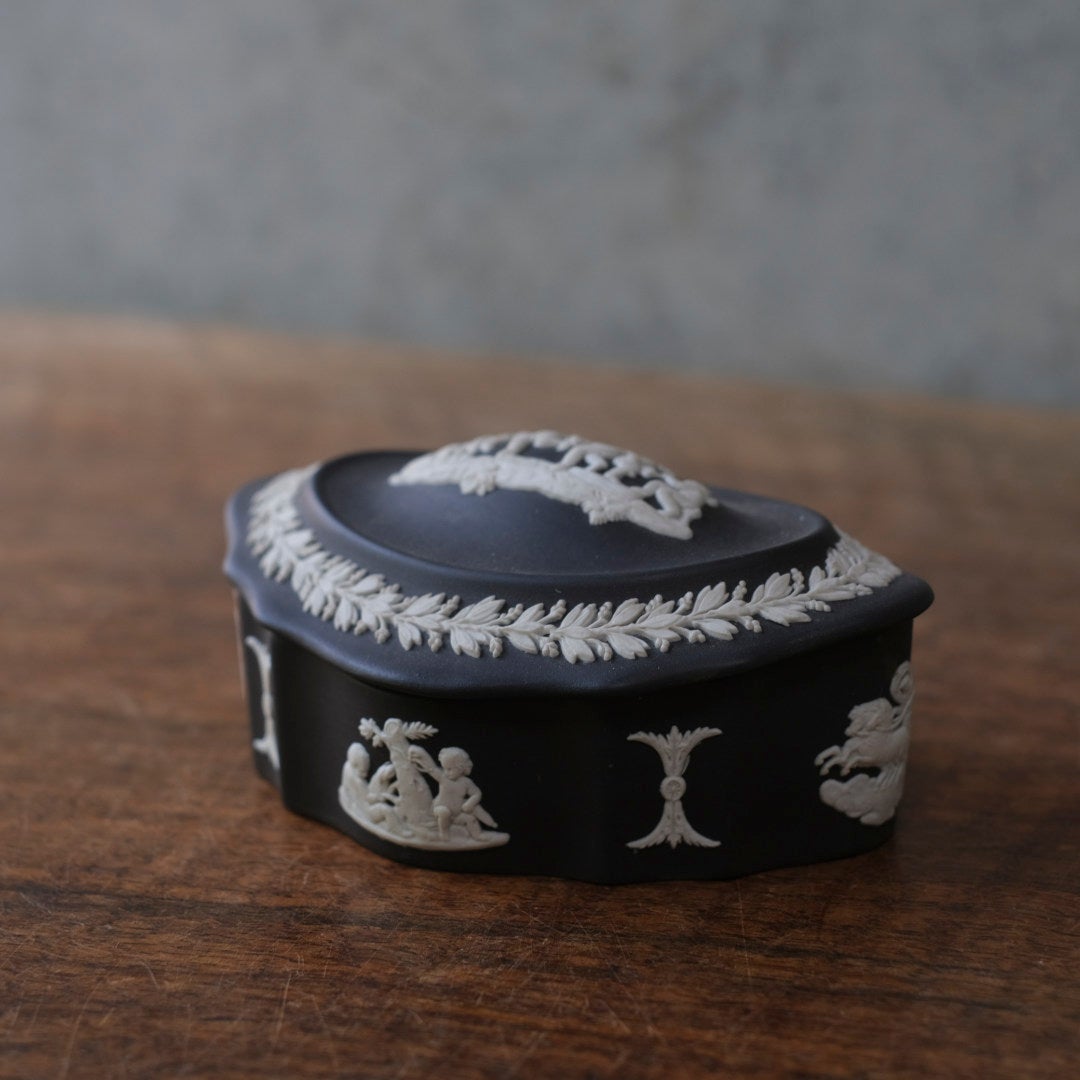 ヴィンテージウェッジウッド WEDGWOOD ジャスパートリンケットボックス 貴重な黒 イギリス22