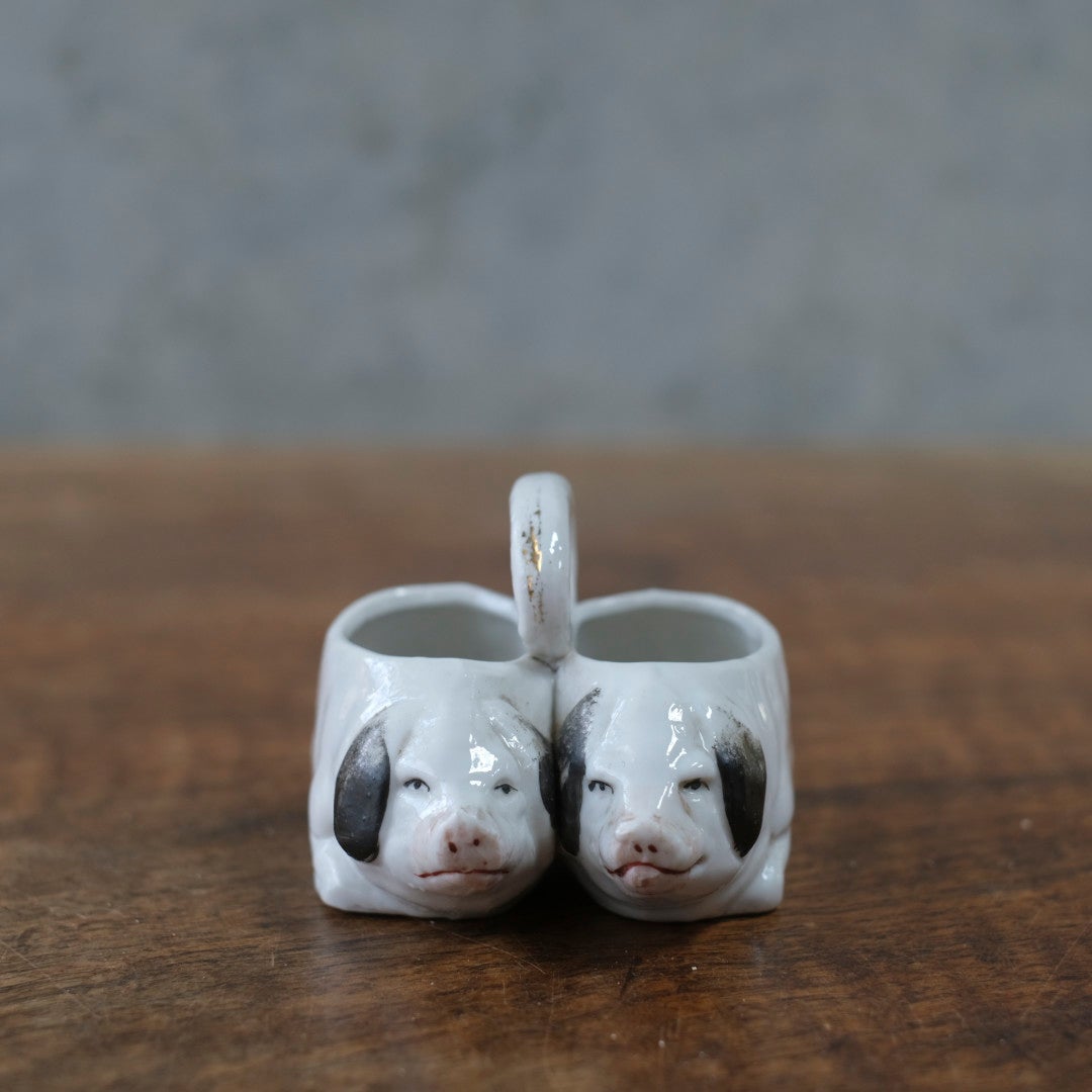 アンティーク サリエール ピッグ 陶器 動物モチーフ 塩入れ フランス
