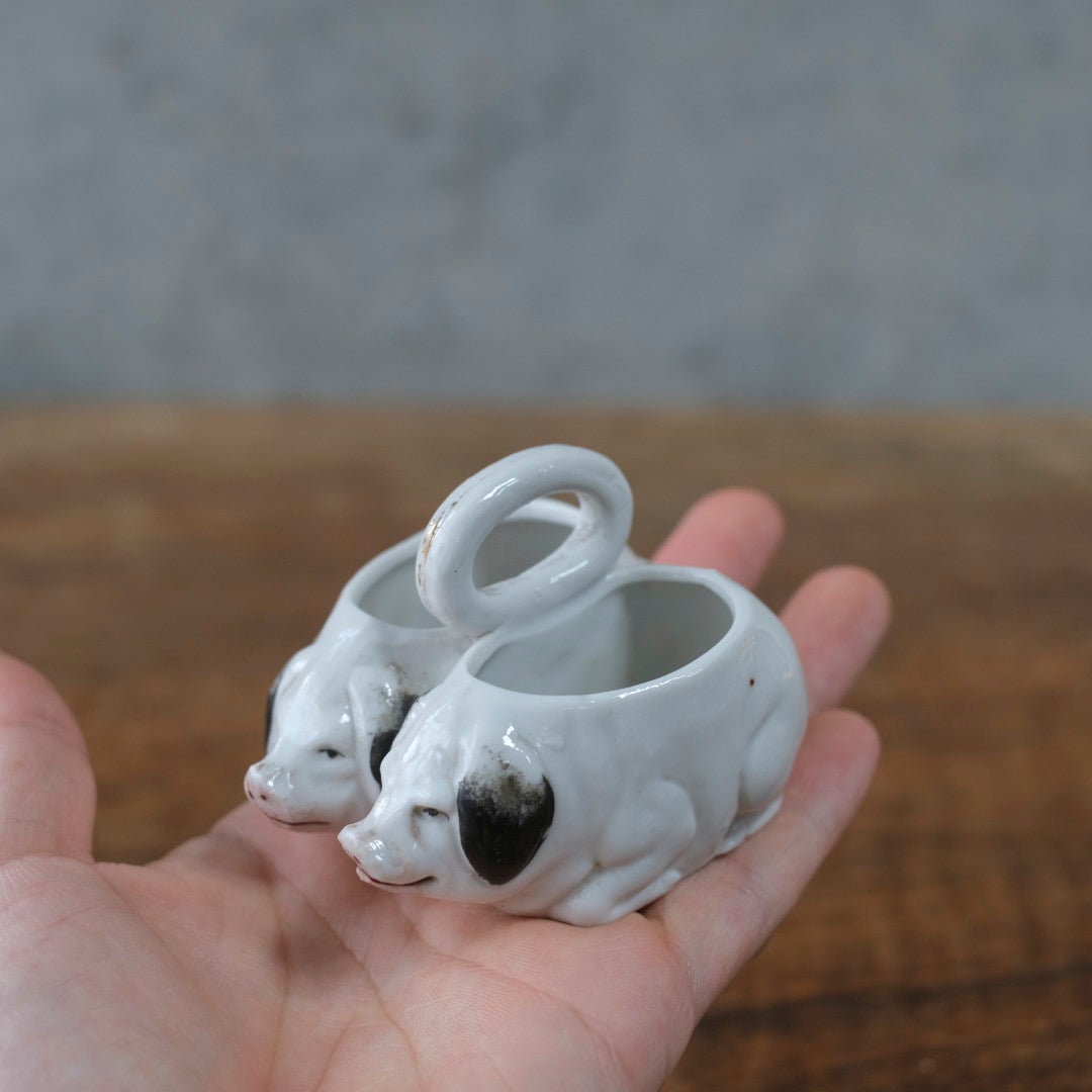 アンティーク陶器の豚 ピッグ サリエール 調味料入れ フランス65
