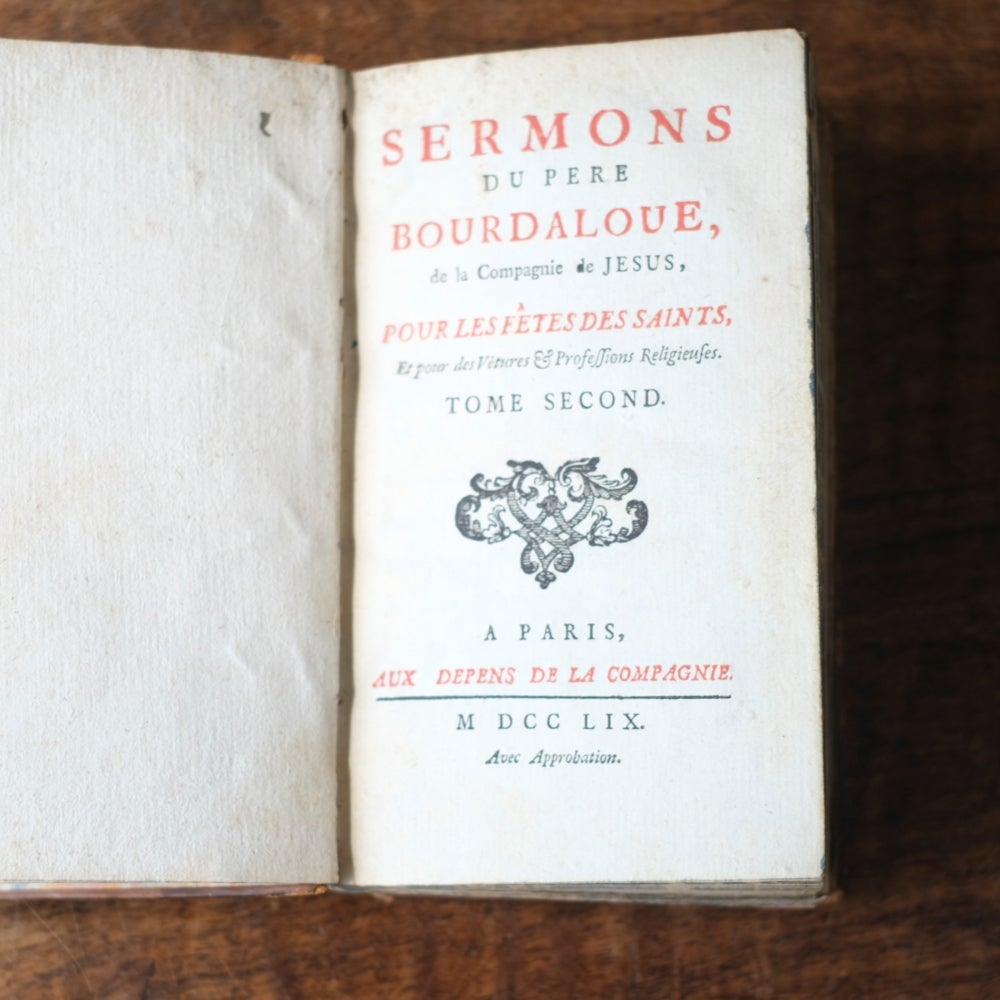 アンティークブック レザーブック 古書 パリ Sermons du Père Bourdaloue 1759年33