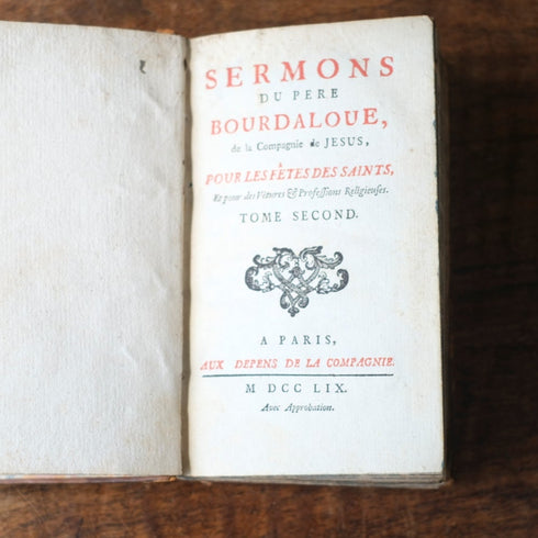 アンティークブック レザーブック 古書 パリ Sermons du Père Bourdaloue 1759年33