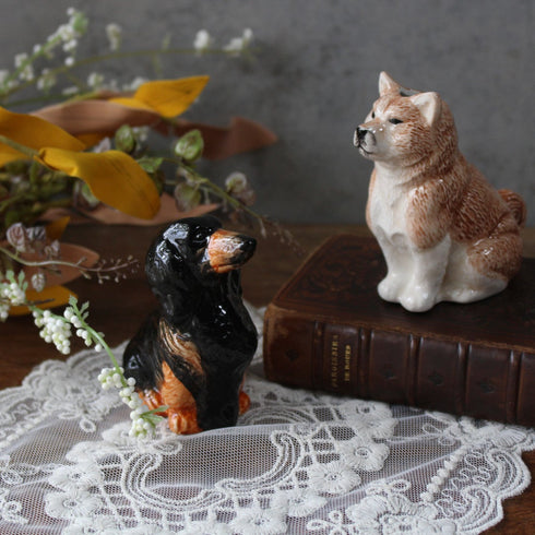 犬フィギュア 一輪挿し 柴犬 & ダックスフンド 陶器11
